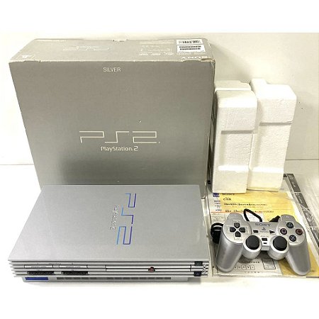 PlayStation 2, Prata, Na Caixa Seriado, 1 Controle, Silver, Modelo SCPH-39000 S, PS2, (Usado)
