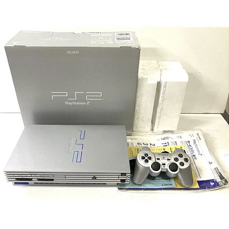 PlayStation 2, Prata, Na Caixa Seriado, 1 Controle, Silver, Modelo SCPH-39000 S, PS2, (Usado)
