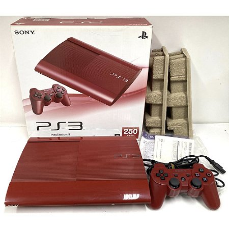 PlayStation 3 Super Slim, Vermelho, Na Caixa Seriado, 250GB, Console PS3, (Usado)