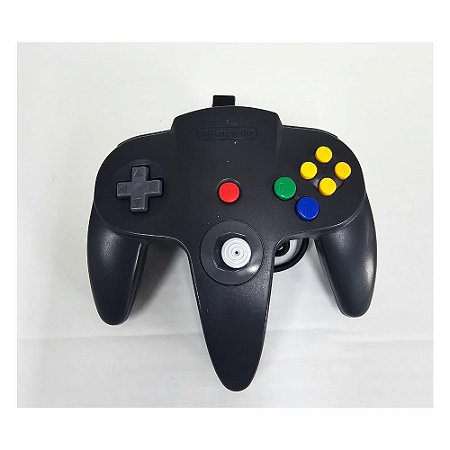 Controle Nintendo 64 Preto e Branco, Analógico 100%, Original Nintendo (Usado)