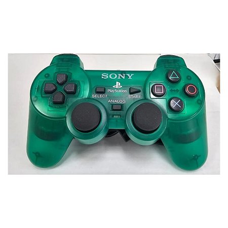 Controle Playstation Dualshock 1, Verde Transparente, Para PS1 e PS2, Original Sony (Usado)