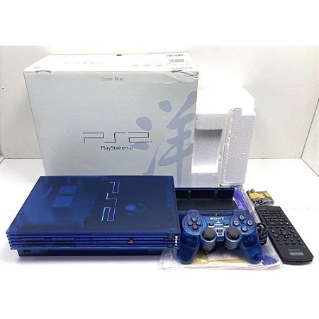 PlayStation 2, Ocean Blue, Na Caixa Seriado, Modelo SCPH 37000, PS2, (Usado)