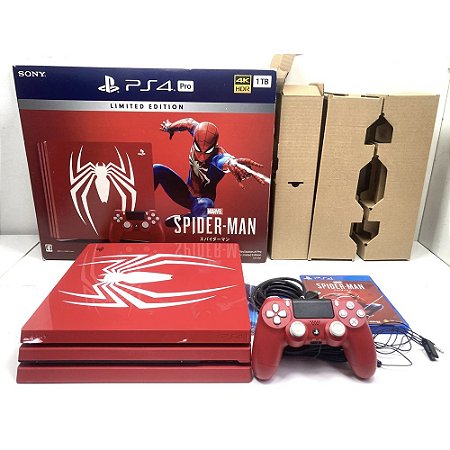 Playstation 4 PRO, Edição Spider Man, Na Caixa Seriado, PS4 ""Em Perfeito Estado"" (Seminovo)
