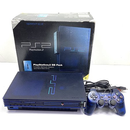 PlayStation 2, Midnight Blue, Na Caixa, Modelo SCPH 50000 MB, PS2, (Usado)
