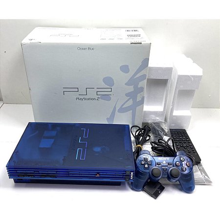 PlayStation 2, Ocean Blue, Na Caixa Seriado, Modelo SCPH 37000, PS2, (Usado)