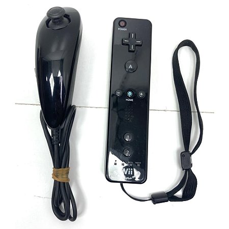Controle Wii Remote Plus e Nunchuk Para Nintendo Wii Wii U, Preto, Original Nintendo (Usado)