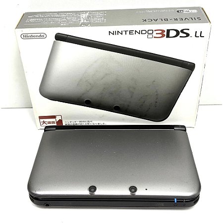 Nintendo 3DS XL (LL), Silver Black, Preto e Prata, Na Caixa Seriado, Original Nintendo (Usado)