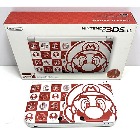 Nintendo 3DS XL (LL), Edição Mario White, Na Caixa Seriado, Original Nintendo (Usado)