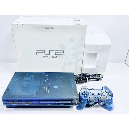 PlayStation 2, Ocean Blue, Na Caixa Seriado, Modelo SCPH 37000, PS2, (Usado)