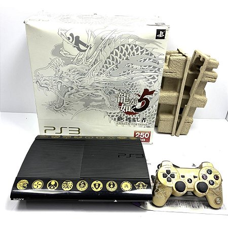 PlayStation 3 Super Slim, Yakuza 5 Emblem Edition, Na Caixa Seriado, 250GB, PS3 (Usado)