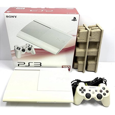 PlayStation 3 Super Slim, Branco, Na Caixa Seriado, 250GB, Console PS3, (Usado)