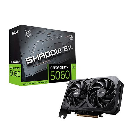 Placa de vídeo GeForce RTX 5060, 8GB, GDDR7, 128 bits, Shadow 2X OC, MSI, NVIDIA