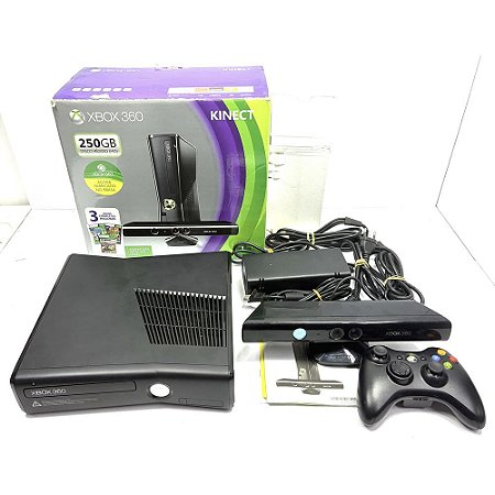 Xbox 360 com Kinect, Na Caixa Seriado, 1 Controle, Original, Microsoft (Usado)