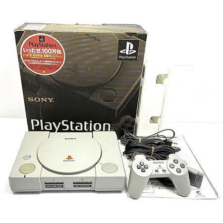 PlayStation 1, Modelo SCPH-1000, Saída Av Nativa, Na Caixa, 1 Controle, PS1, (Usado)