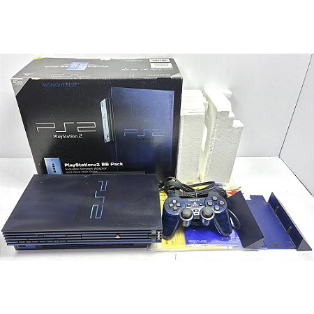 PlayStation 2, Midnight Blue, Na Caixa, Modelo SCPH 50000 MB, PS2, (Usado)