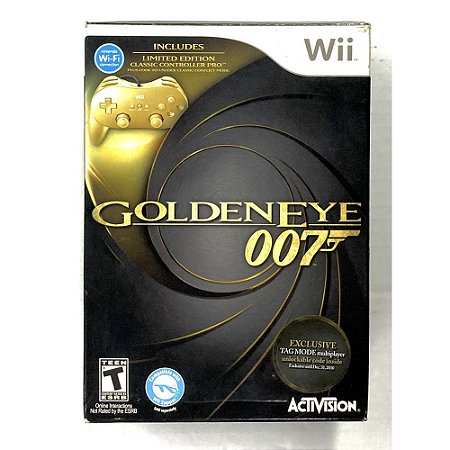 Controle Wii Remote Pro, 007 Goldeneye com Jogo, para Wii e Wii U, Na Caixa, Impecável, Original Nintendo (Seminovo)