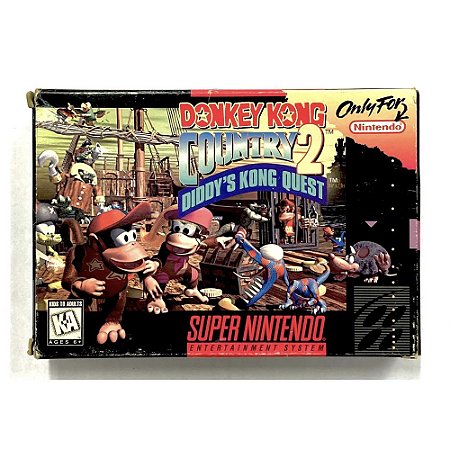 Donkey Kong Country 2 Diddy's Kong Quest, Super Nintendo, Americano, Original com caixa  (Usado)