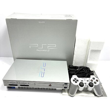 PlayStation 2, Silver, Prata, Na Caixa Seriado, 1 Controle, Modelo SCPH-39000 S, PS2, (Usado)