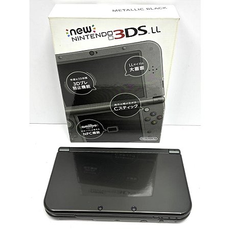 Nintendo New 3DS XL (LL), Metallic Black, Na Caixa Seriado, Original Nintendo (Usado)