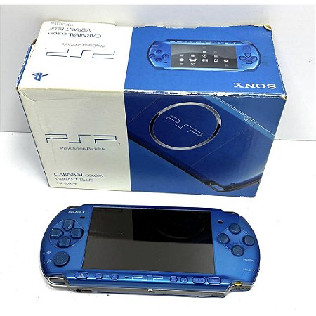 PSP, Azul, Vibrant Blue, Na Caixa, Modelo PSP-3000 VB, Original Sony, Usado