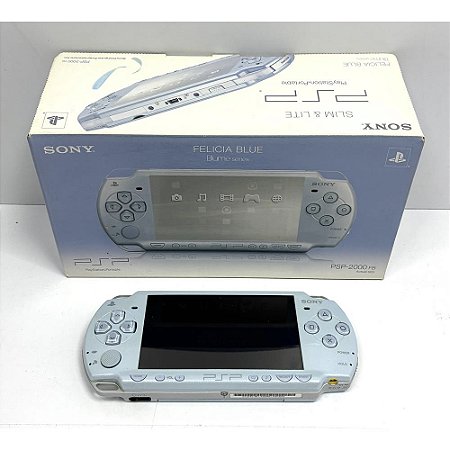 PSP, Felicia Blue, Na Caixa Seriado, Modelo PSP-2000 FB, Original Sony, Usado