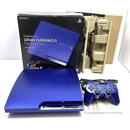 PlayStation 3 Slim, Azul, Ed Gran Turismo, 160GB, Na Caixa Seriado, PS3, (Usado)