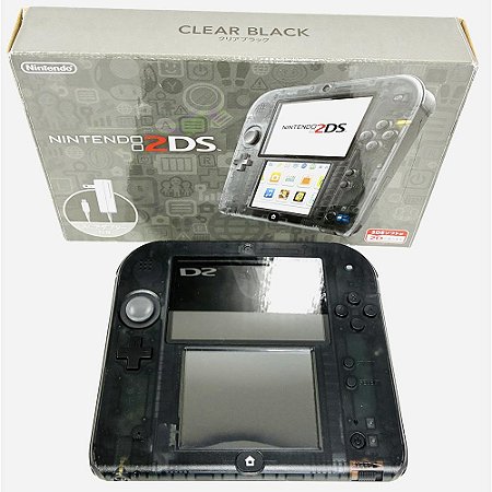 Nintendo 2DS, Clear Black, Na Caixa Seriado, Original Nintendo (Usado)