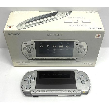 PSP, Ice Silver, Prata, Na Caixa Seriado, Modelo PSP-2000 IS, Original Sony, Usado