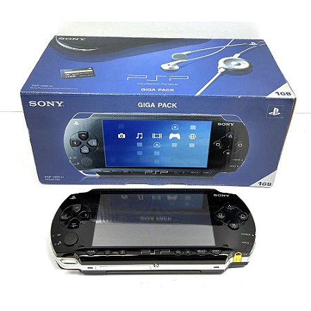 PSP, Giga Pack, Preto, Na Caixa Seriado, Modelo PSP-1000 G1, Original Sony, Usado