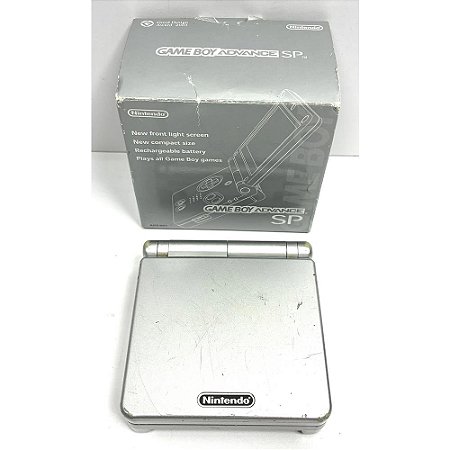 Game Boy Advance SP, Prata, Na Caixa, Original, Nintendo (Usado)