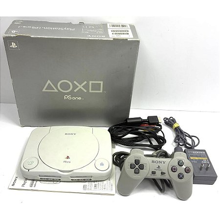 PlayStation 1 Slim, PSONE, Babe, Na Caixa Seriado, 1 Controle, Modelo SCPH-100, PS1, (Usado)
