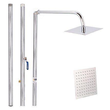 Chuveirão Externo Piscina, Praia, Campo Aço Inox Ducha Quadrada
