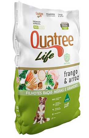 QUATREE LIFE CÃES FILHOTES RAÇAS MÉDIAS E GRANDE SABOR FRANGO