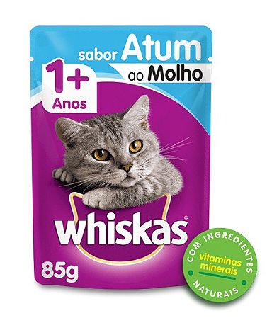 Sachê de Ração úmida para Gatos WHISKAS® Adulto Sabor Atum ao Molho 85 g