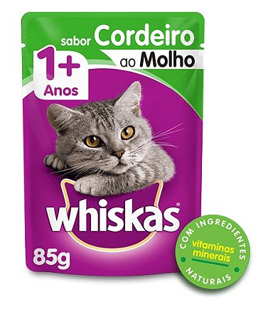 Sachê de Ração úmida para Gatos WHISKAS® Adulto Sabor Cordeiro ao Molho 85 g