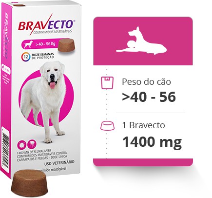 BRAVECTO CÃES 1400 MG PARA COM PESO DE 40 a 56 KG