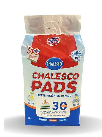TAPETES HIGIÊNICOS PARA CÃES CHALESCO PADS 30 UNIDADES