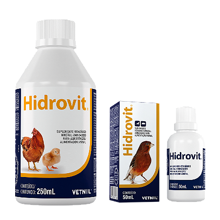 Hidrovit Suplemetos Aminoácidos, vitaminas e eletrólitos.