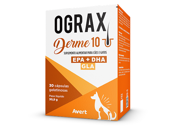 OGRAX DERME 10 Suplemento para Cães e Gatos 30 cápsulas