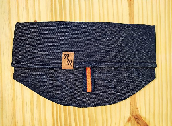 Cachepot em Jeans Azul com Detalhes Laranja
