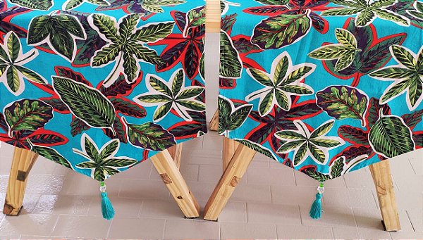 Trilhos de Linho Estampado, Forrado, com Tassel e Pedraria nas Pontas