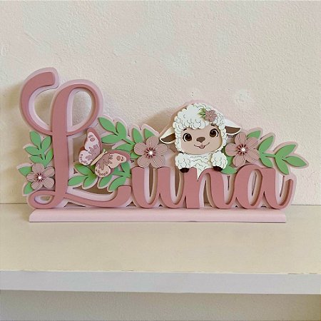 Placa de Nome Ovelhinha - Base de 55cm (Nome acima de 06 Letras)
