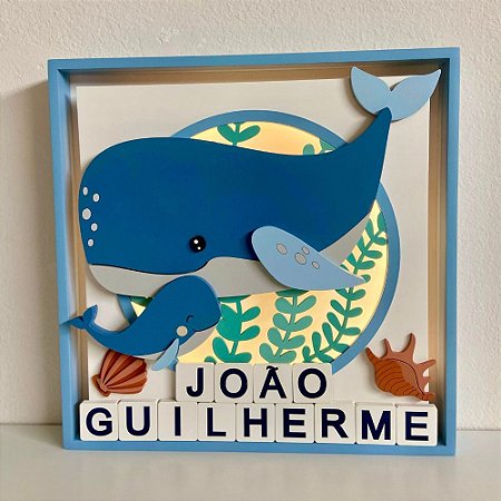 Quadro Charme Baleia Com Dadinhos