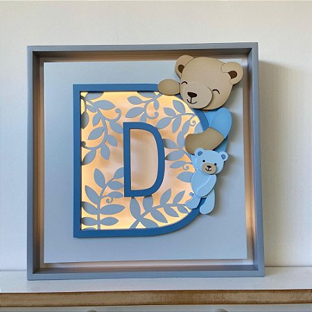 Quadro Charme Urso Com Inicial