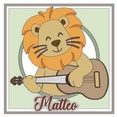 Quadro Charme Safari Musical Leão Violão
