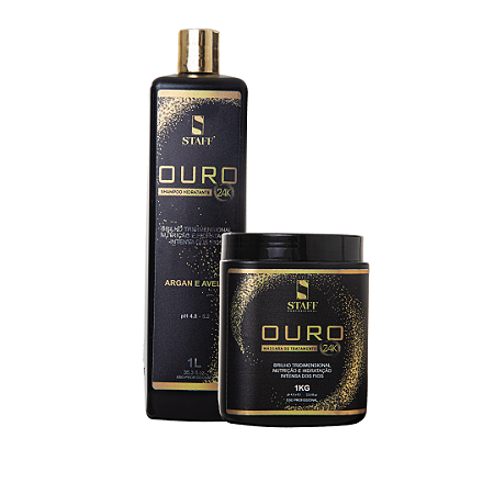 Mascara e Shampoo Ouro 24K 1000ml - 2 Itens