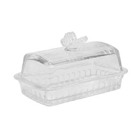 Manteigueira De Vidro Com Tampa Butterfly Wolff Transparente