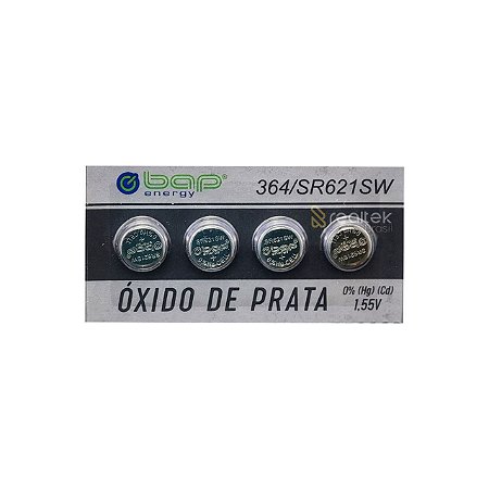 Pilha Bateria 364 SR621SW 1.55V Bap Energy - Pack Com 4 Unidades