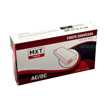 Fonte Chaveada 12V 5A 60W Real, Conector P4 5,5x2,5mm - MXT 39.1.195