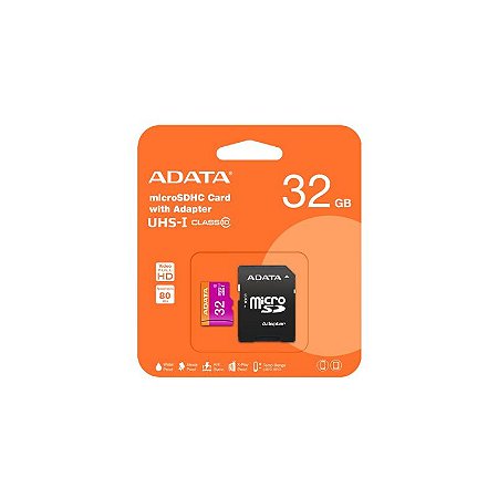 Cartão De Memória Micro SD Adata, Classe 10 - 32GB
